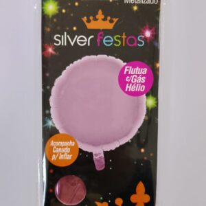 Balao Metal Redondo N18 Rosa Silver Plastic